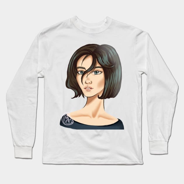 Cute anime japanese girl Long Sleeve T-Shirt by h0lera